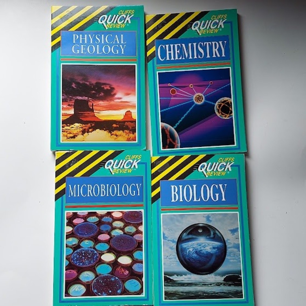Cliffs Quick Review Science Book Lot Biology Chemistry Geology Microbiology 4pc